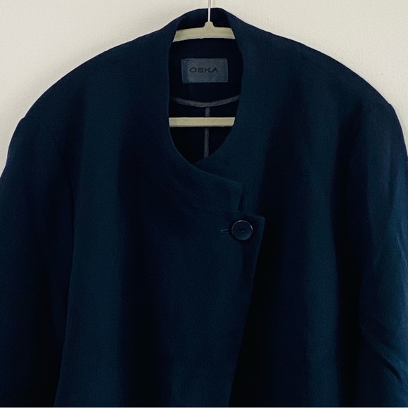 Oska Jacks Hope Wool Crepe Coat Womens IV XL 2XL Blue Blazer Jacket Asymmetrical - Picture 9 of 14